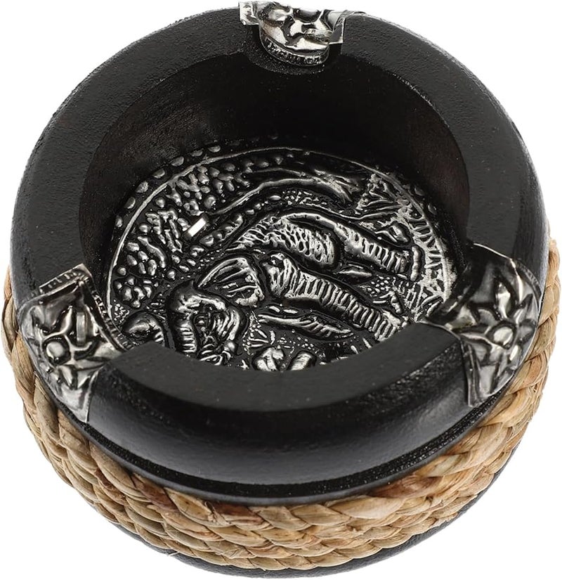 منفضة سجائر خشبية، حاوية رماد مدمجة للمنزل والمكتب، للداخل والخارج، مقاومة للبلى، تصميم مستقر - Image 1